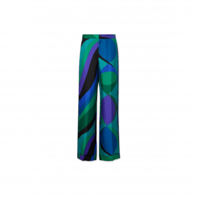 PUCCI BLUE PESCI-PATTERNED WIDE-LEG PANTS